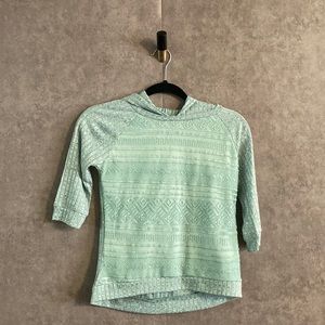 Beautees 3/4 Sleeve Striped Glitter Mint Green Top with Hood Sporty Knit